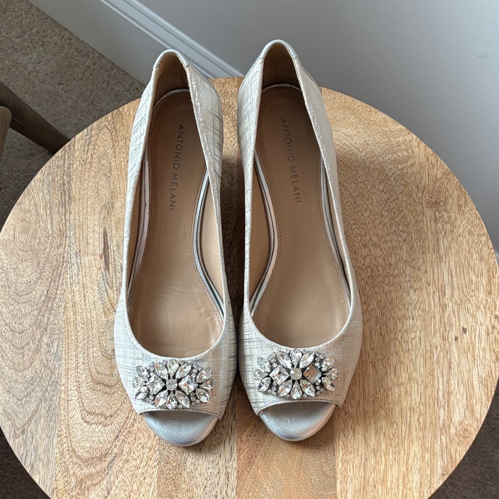 Antonio Melani Silver Embellished wedge